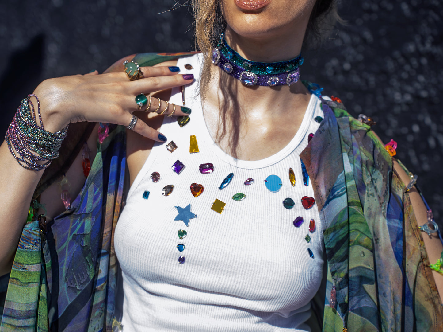 DISCO DAMSEL - Embellished Gem Tank