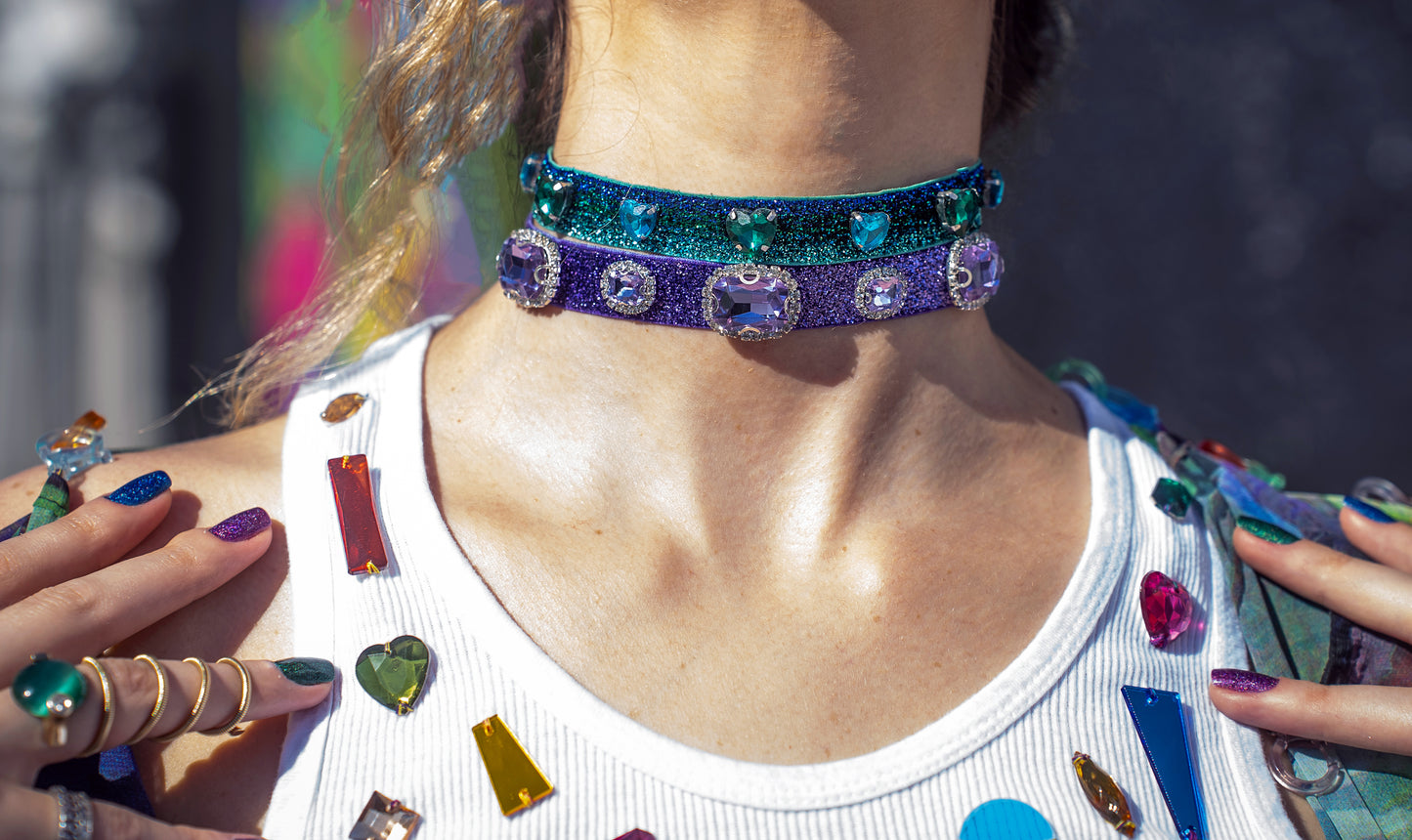 A HEART OF TEAL - Embellished Choker Necklace